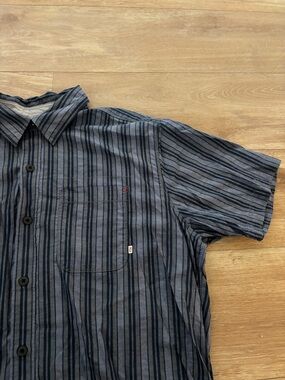 Cutter & Buck Short-Sleeve Striped Button-Up Shirt - Navy & Charcoal
